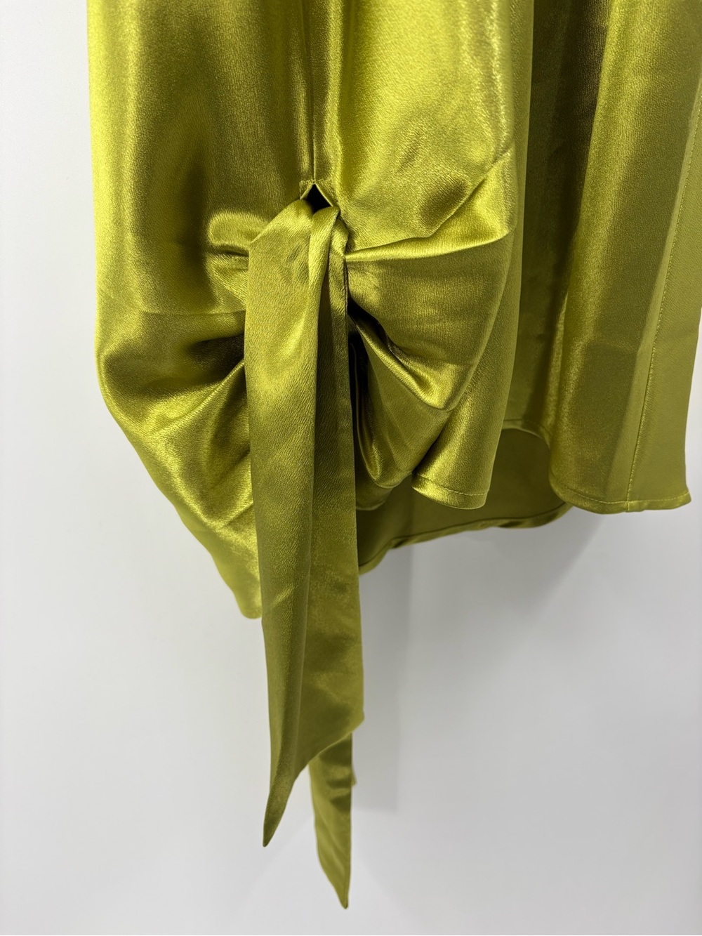 Anthropologie Moon River Olive Chartreuse Satin Cowl Neck Mini Dress NWT M - Picture 13 of 15